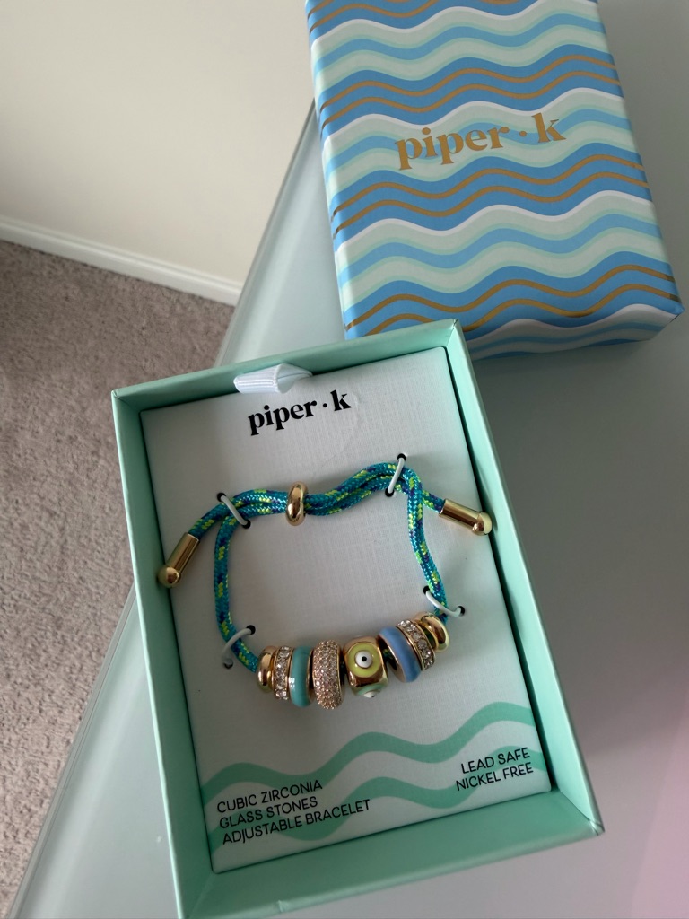 Piper K Blue Beaded Charm Eye Adjustable Bracelet